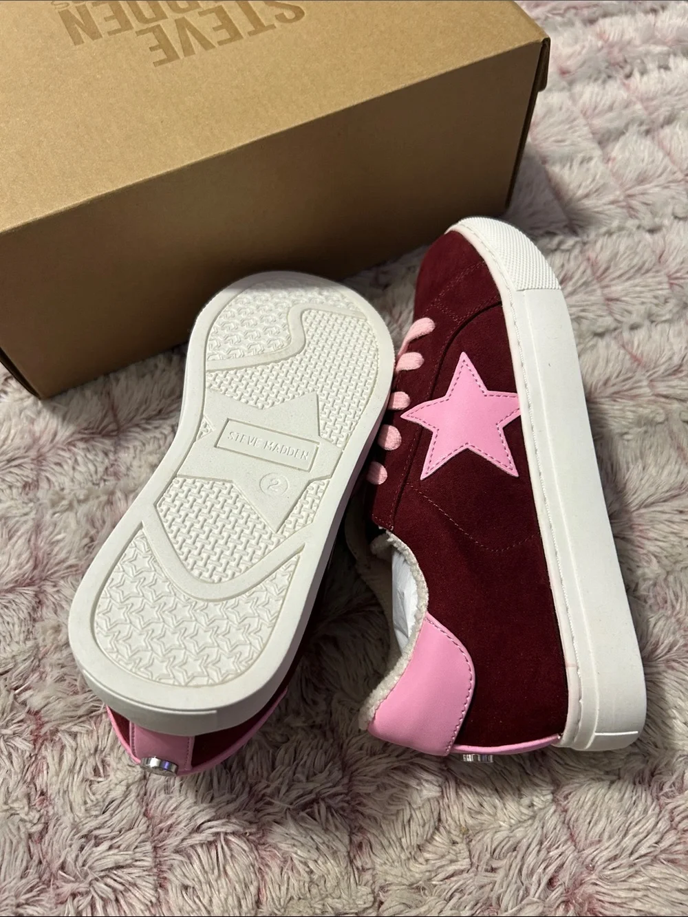 Steve Madden Burgundy Suede Sneakers with stars